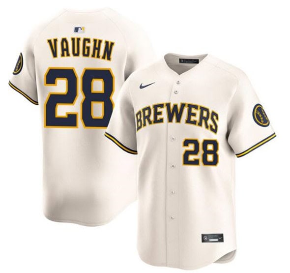 Milwaukee Brewers #28 Andrew Vaughn Cream Limited Stitched Jersey