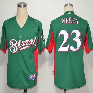 Brewers #23 Rickie Weeks Green Birrai Cool Base Stitched Jersey