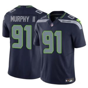 Seattle Seahawks #91 Byron Murphy II Navy 2024 Draft F.U.S.E Vapor Limited Stitched Jersey