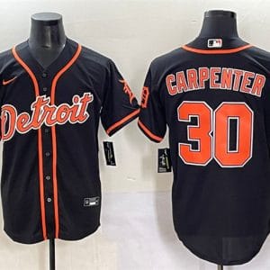 Detroit Tigers #30 Kerry Carpenter Black With Patch Cool Base Stitched Jersey
