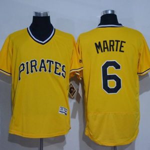 Pirates #6 Starling Marte Gold Flexbase Authentic Collection Cooperstown Stitched Jersey