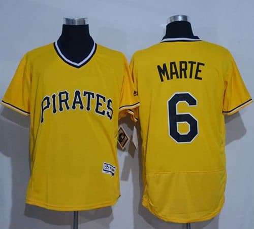 Pirates #6 Starling Marte Gold Flexbase Authentic Collection Cooperstown Stitched Jersey