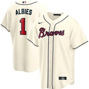 Atlanta Braves Cream #1 Ozzie Albies Cool Base Stitched Jersey