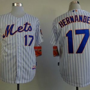 Mets #17 Keith Hernandez White(Blue Strip) Home Cool Base Stitched Jersey