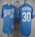 Royals #30 Yordano Ventura Light Blue 1985 Turn Back The Clock W 2015 World Series Patch Stitched Jersey