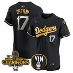 Los Angeles Dodgers #17 Shohei Ohtani Black Gold 2024 World Series Champions With Vin Patch Vapor Limited Stitched Jersey
