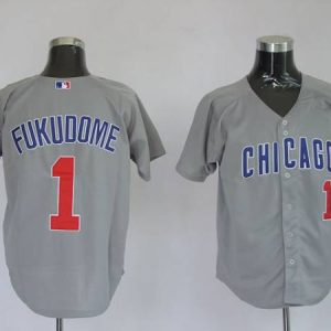 Cubs #1 Kosuke Fukudome Stitched Grey Jersey