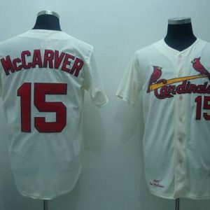 Mitchell And Ness Cardinals #15 Tim McCarver Stitched Cream Throwback Jersey