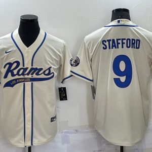 Los Angeles Rams #9 Matthew Stafford Bone Cool Base Stitched Baseball Jersey