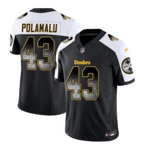 Pittsburgh Steelers #43 Troy Polamalu Black White 2023 F.U.S.E. Smoke Vapor Untouchable Limited Stitched Jersey