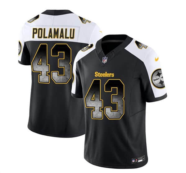 Pittsburgh Steelers #43 Troy Polamalu Black White 2023 F.U.S.E. Smoke Vapor Untouchable Limited Stitched Jersey