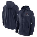 Denver Broncos Navy Sideline Club Performance Full-Zip Hoodie