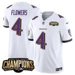 Baltimore Ravens #4 Zay Flowers White 2023 F.U.S.E. AFC North Champions Vapor Limited Jersey