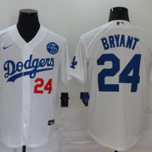 Los Angeles Dodgers #24 Kobe Bryant White 2020 KB Patch Cool Base Stitched Jersey