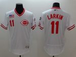 Reds #11 Barry Larkin White Flexbase Authentic Collection Cooperstown Stitched Jersey