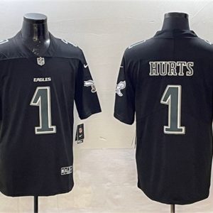 Philadelphia Eagles #1 Jalen Hurts Black Fashion New Vapor Untouchable Limited Stitched Jersey