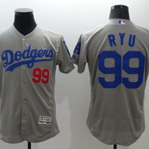 Dodgers #99 Hyun-Jin Ryu Grey Flexbase Authentic Collection Stitched Jersey
