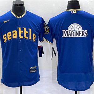 Seattle Mariners Royal Team Big Logo 2023 City Connect Flex Base Stitched Jersey