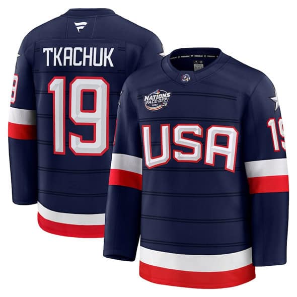 USA #19 Matthew Tkachuk Navy 2025 4 Nations Stitched Jersey