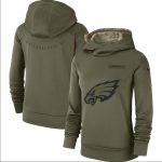 Philadelphia Eagles Olive Salute To Service Team Logo Performance Pullover NFL Hoodie