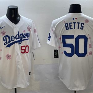 Los Angeles Dodgers #50 Mookie Betts White 2025 Tokyo Series Limited Stitched Jersey