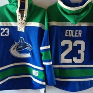 Canucks #23 Alexander Edler Blue Sawyer Hooded Sweatshirt Stitched Jersey