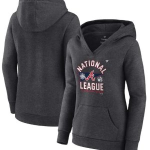 Atlanta Braves 2021 Heathered Charcoal American League Champions Locker Room Pullover Hoodie(Run Small)