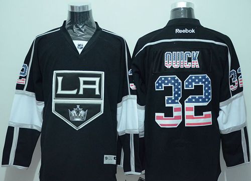 Kings #32 Jonathan Quick Black USA Flag Fashion Stitched Jersey