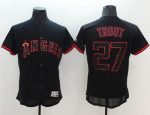 Angels Of Anaheim #27 Mike Trout Black Fashion Flexbase Authentic Collection Stitched Jersey