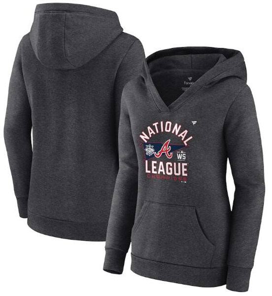 Atlanta Braves 2021 Heathered Charcoal American League Champions Locker Room Pullover Hoodie(Run Small)