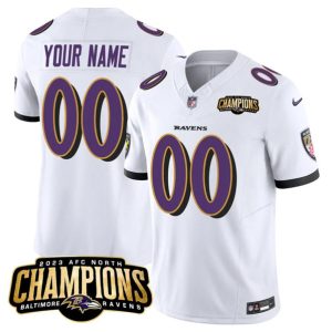 Baltimore Ravens Custom White 2023 F.U.S.E. AFC North Champions Vapor Limited Jersey