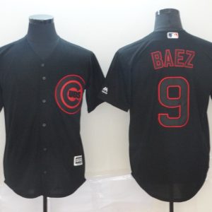Chicago Cubs #9 Javier Baez Black Lights Out Stitched Jersey