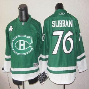 Canadiens St Patty's Day #76 PK Subban Green Stitched Jersey