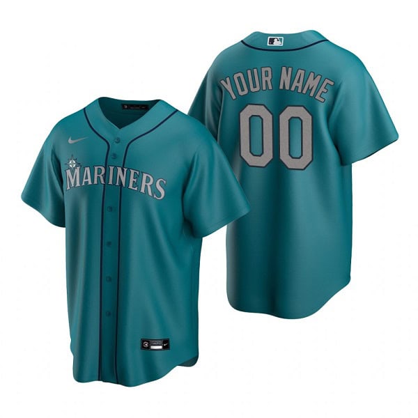 Seattle Mariners Custom Aqua Cool Base Stitched Jersey