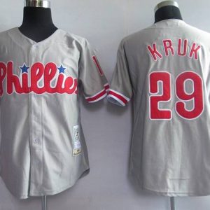 Mitchell And Ness Phillies #29 John Kruk Grey Stitched Throwback Jersey