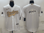 Los Angeles Dodgers White Team Big Logo Cool Base Stitched Jersey