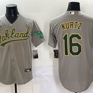 Oakland Athletics #16 Nick Kurtz Grey Cool Base Stitched Jersey