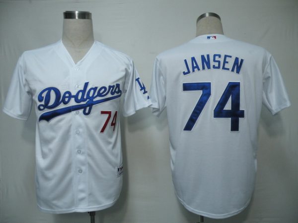 Dodgers #74 Kenley Jansen White Cool Base Stitched Jersey