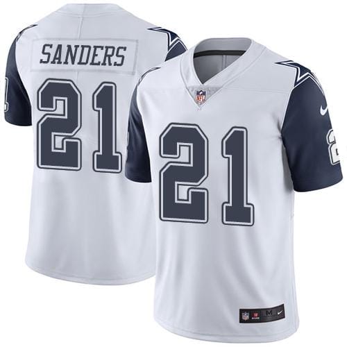 Cowboys #21 Deion Sanders White Stitched Limited Rush Nike Jersey