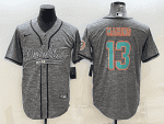 Miami Dolphins #13 Dan Marino Grey With Patch Cool Base Stitched Baseball Jersey