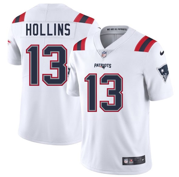 New England Patriots #13 Mack Hollins White 2025 Vapor Limited Stitched Jersey