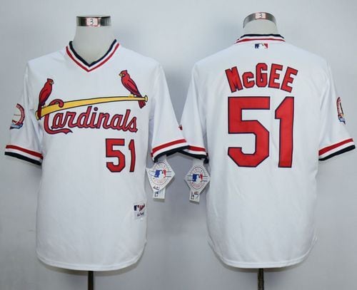 Cardinals #51 Willie McGee White 1982 Turn Back The Clock Stitched Jersey