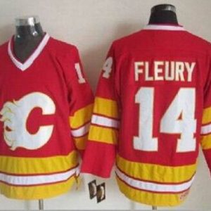 Flames #14 Theoren Fleury Red CCM Throwback Stitched Jersey