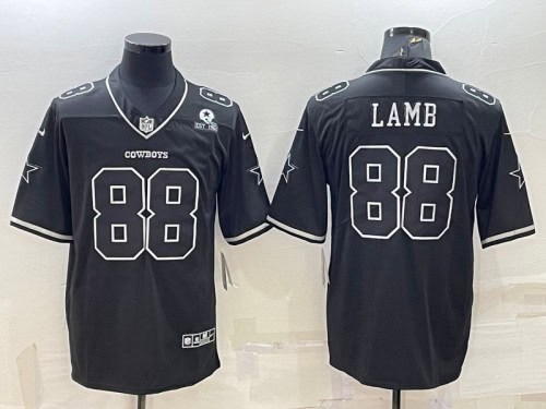 Dallas Cowboys #88 CeeDee Lamb Black With 1960 Patch Limited Stitched Football Jersey