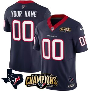 Houston Texans Custom Navy 2023 F.U.S.E. AFC South Champions Patch And Team Logo Patch Limited Stitched Jersey