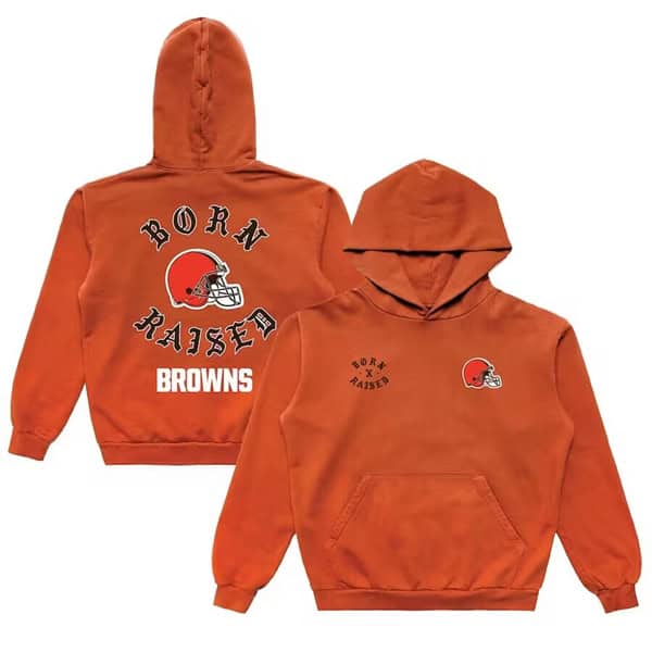 Cleveland Browns Born X Raised Orange Pullover Hoodie