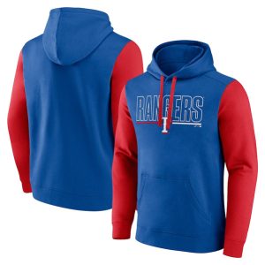 Texas Rangers Royal Outline Fleece Pullover Hoodie