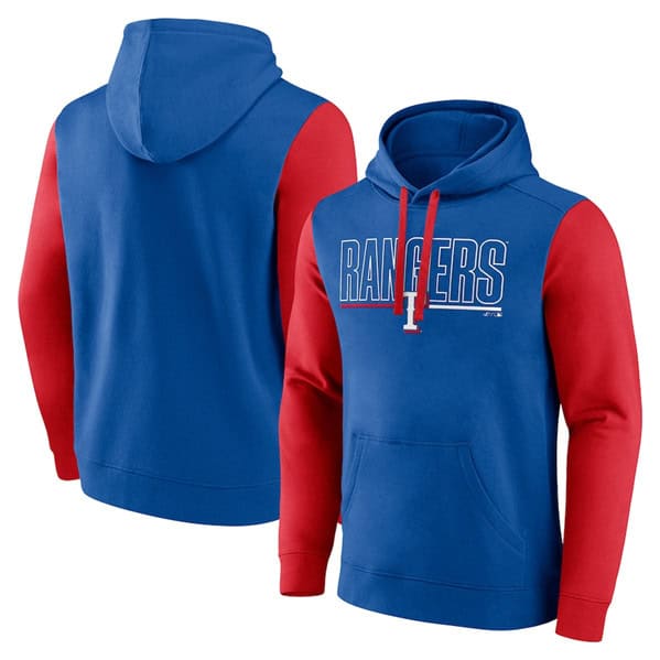 Texas Rangers Royal Outline Fleece Pullover Hoodie