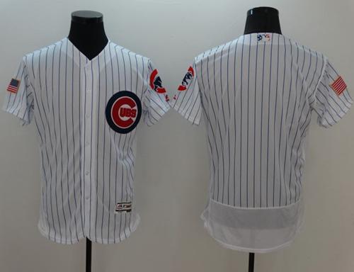 Cubs Blank White Fashion Stars Stripes Flexbase Authentic Stitched Jersey