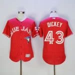Blue Jays #43 R.A. Dickey Red Flexbase Authentic Collection Canada Day Stitched Jersey